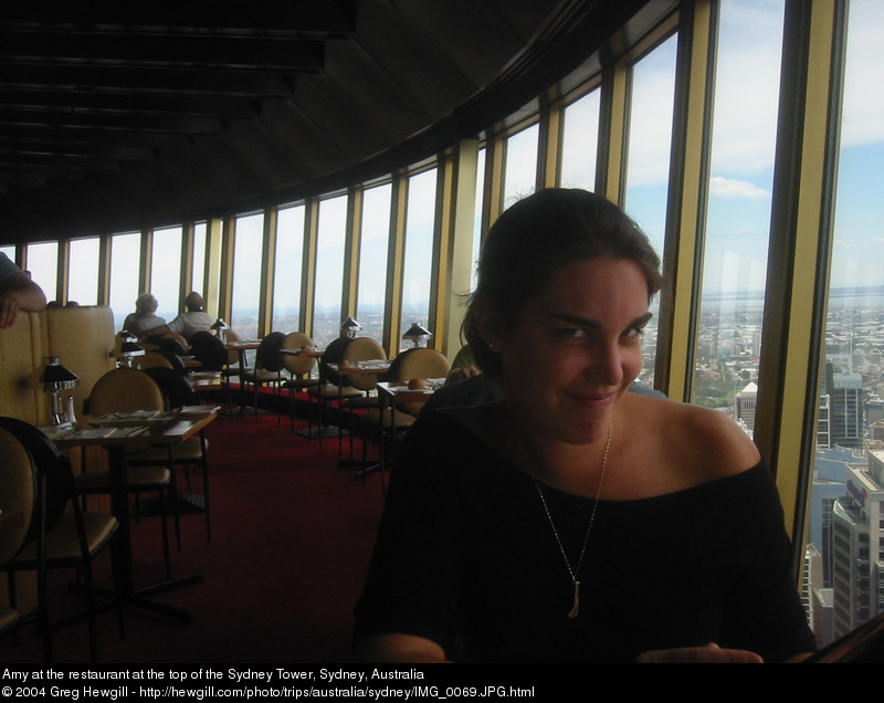 Amy at the restaurant at the top of the Sydney Tower