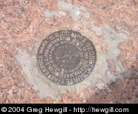 The USGS benchmark at the top
