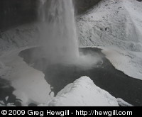 Waterfall with frozen spray