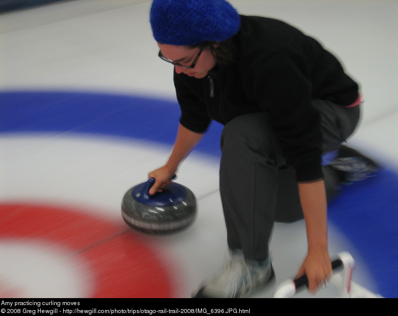 Amy practicing curling moves