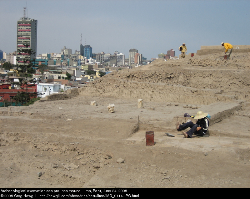 Archaeological excavation at a pre-Inca mound