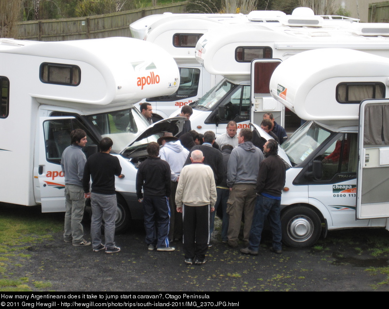 How many Argentineans does it take to jump start a caravan?