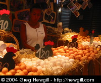 Eggs for sale in the Mercat Boqueria.