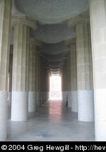 Underneath the main plaza, columns support the benches.