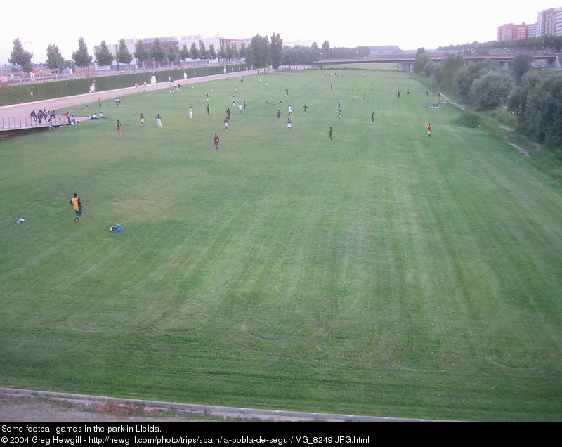 Some football games in the park in Lleida.