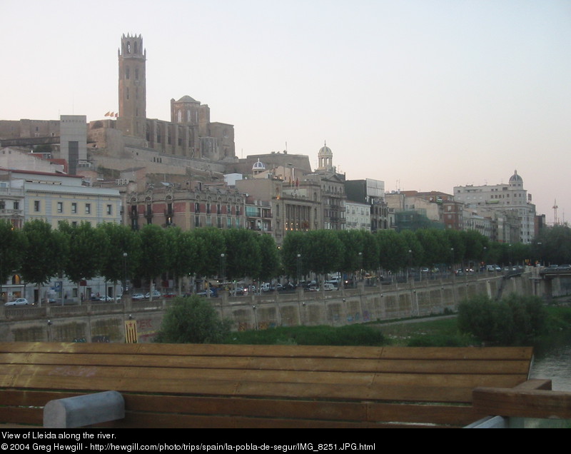 View of Lleida along the river.