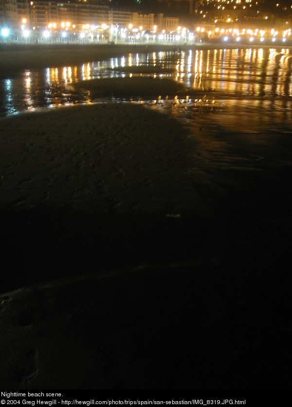 Nighttime beach scene.