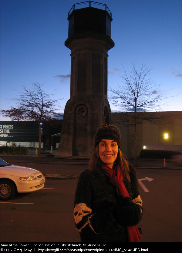 Amy at the Tower Junction station in Christchurch