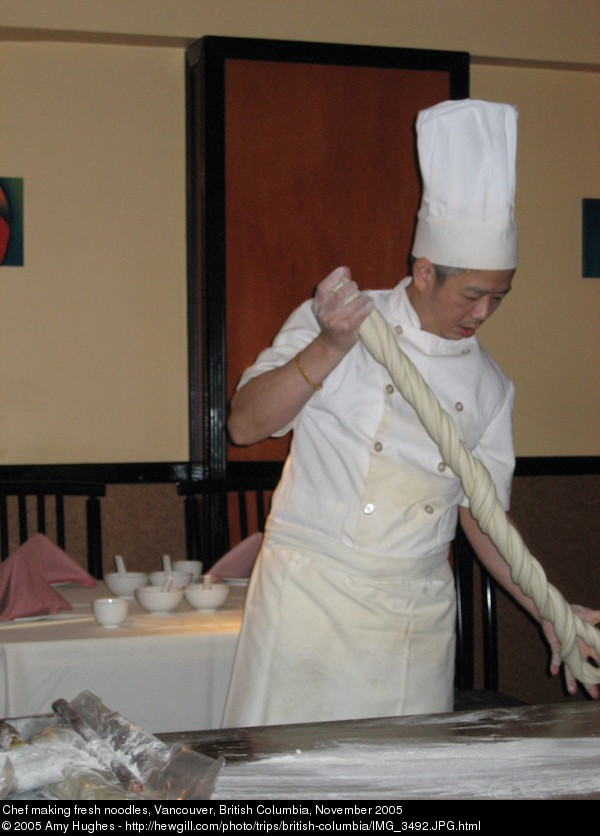 Chef making fresh noodles