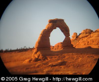 Delicate Arch through a monocular