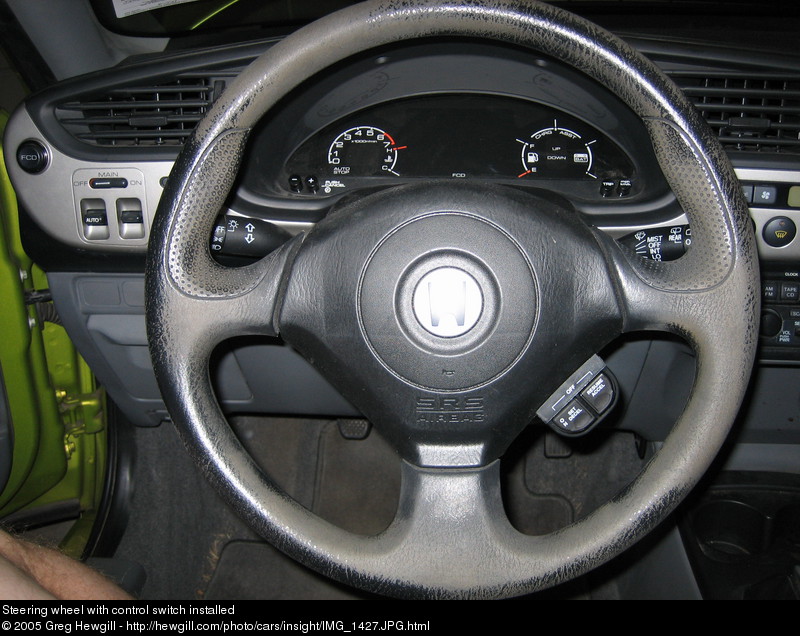 Steering wheel with control switch installed