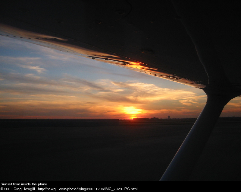 Sunset from inside the plane.