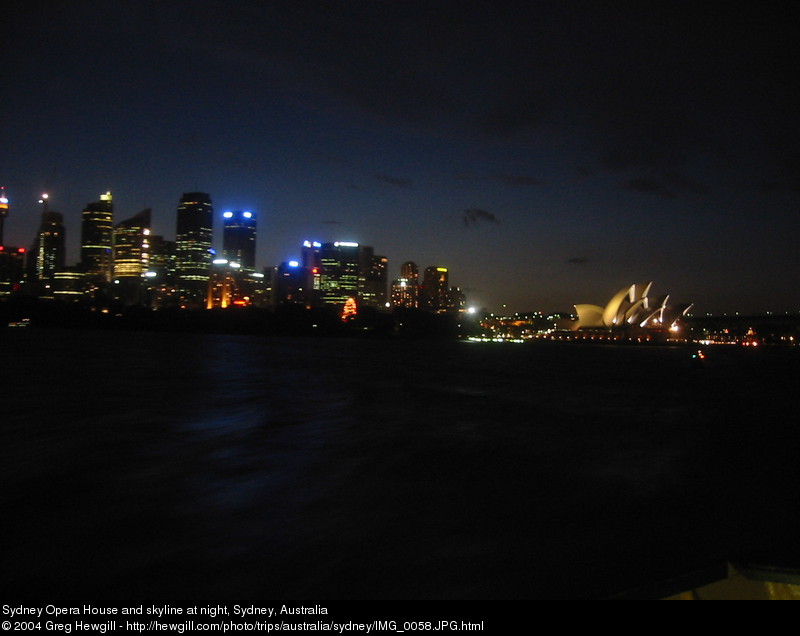 Sydney Opera House and skyline at night
