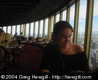 Amy at the restaurant at the top of the Sydney Tower