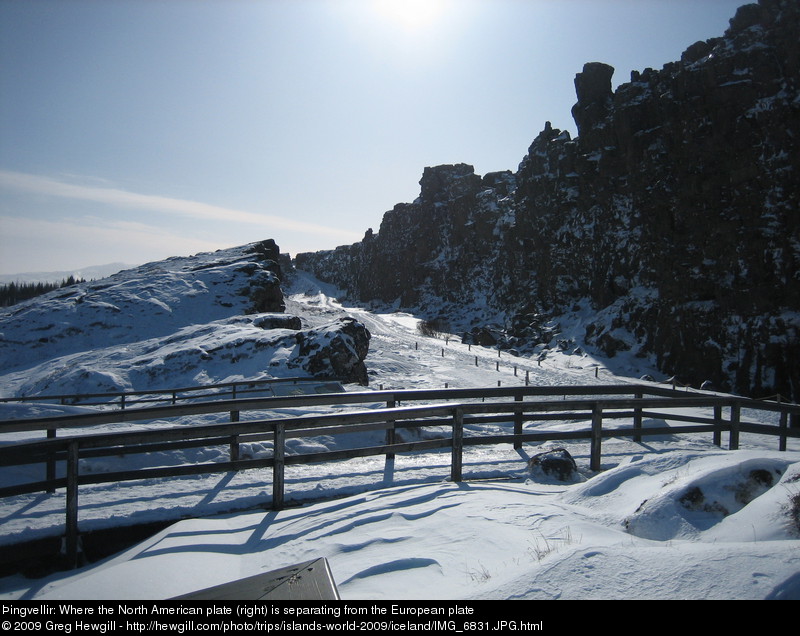 Þingvellir: Where the North American plate (right) is separating from the European plate
