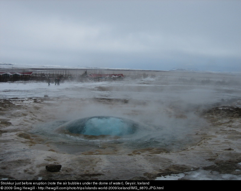 Strokkur just before eruption (note the air bubbles under the dome of water)