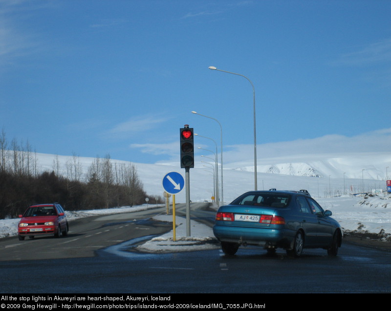 All the stop lights in Akureyri are heart-shaped