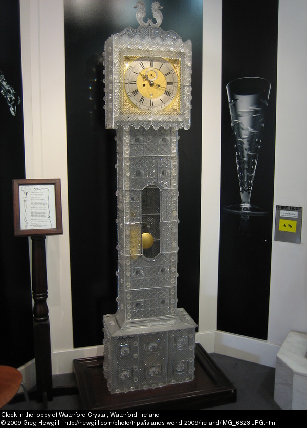 Clock in the lobby of Waterford Crystal