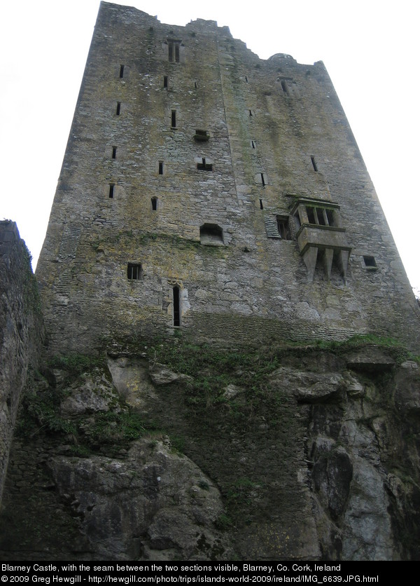 Blarney Castle, with the seam between the two sections visible