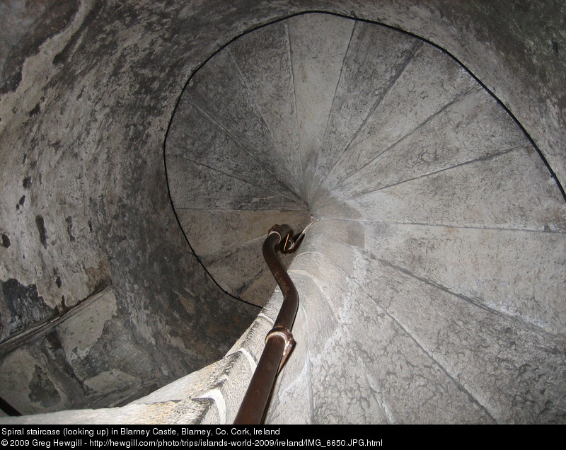 Spiral staircase (looking up) in Blarney Castle