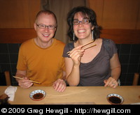 Greg and Amy enjoying sushi