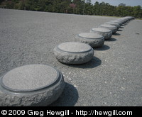 These barriers looked like oversize curling stones