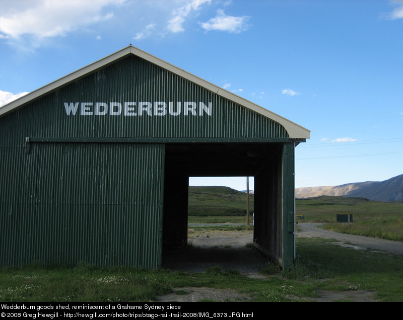 Wedderburn goods shed, reminiscent of a Grahame Sydney piece