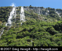 Waterfalls off a cliff edge