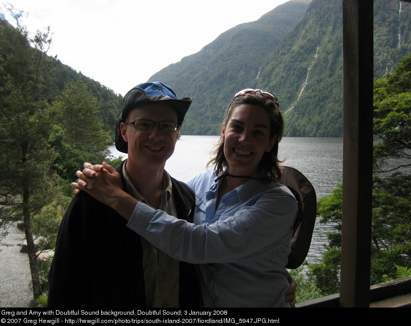 Greg and Amy with Doubtful Sound background