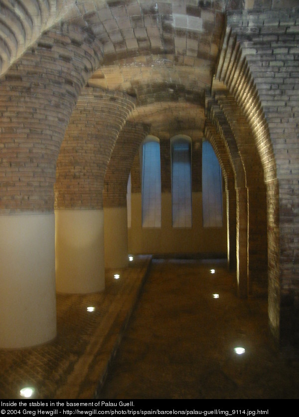 Inside the stables in the basement of Palau Guell.