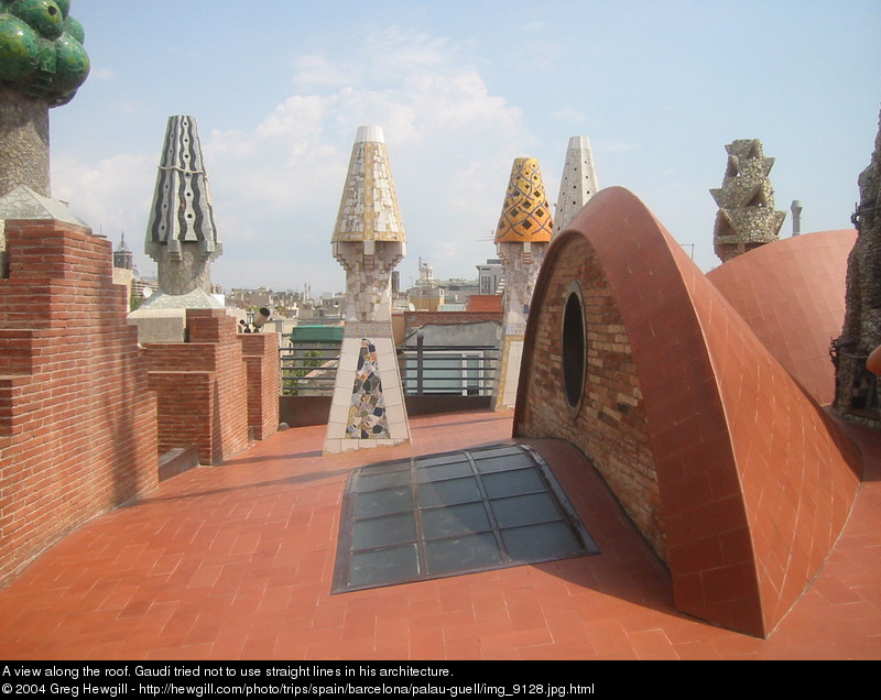 A view along the roof. Gaudi tried not to use straight lines in his architecture.