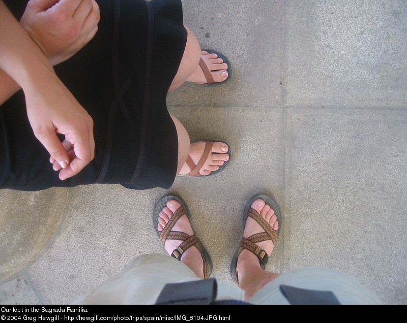 Our feet in the Sagrada Familia.