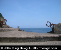 The Comb of the Winds sculpture on the western end of the bay.