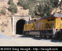 Eastbound train into tunnel