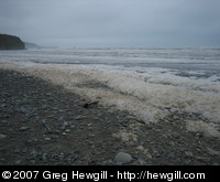 Foam on the beach near Greymouth