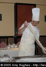 Chef making fresh noodles