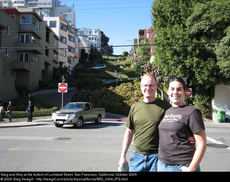Greg and Amy at the bottom of Lombard Street