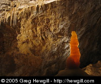 Stalagmite backlit, Glenwood Caverns