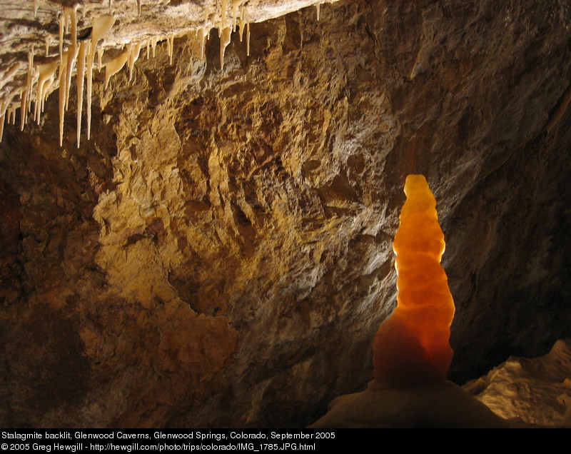 Stalagmite backlit, Glenwood Caverns