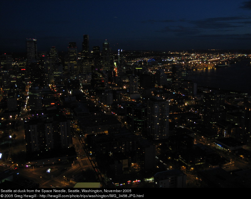 Seattle at dusk from the Space Needle